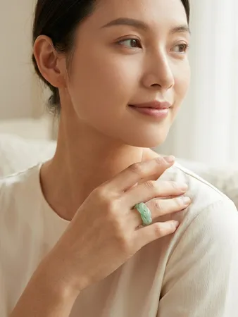 PalmBeach Genuine Green Jade Braided Eternity Ring