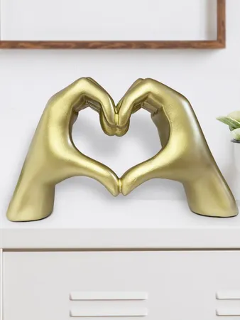 Mainstays Heart Hands Gold Resin Figurine