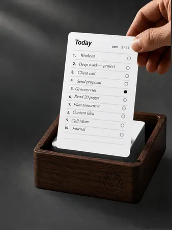 Undated Daily Planner To Do List Notepads and Walnut Stand