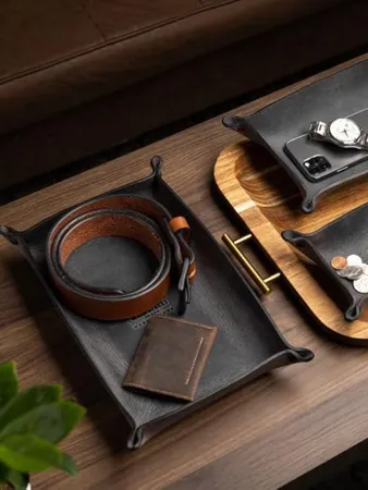 Main Street Forge Leather Valet Tray for Men