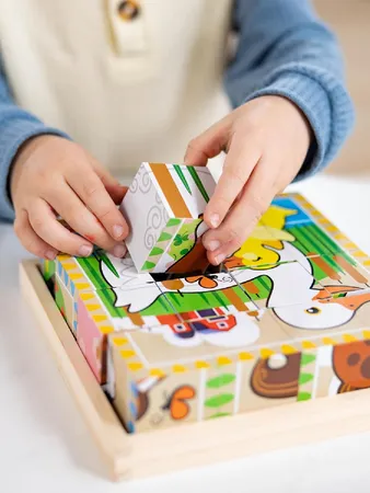 Melissa & Doug Farm Wooden Cube Puzzle