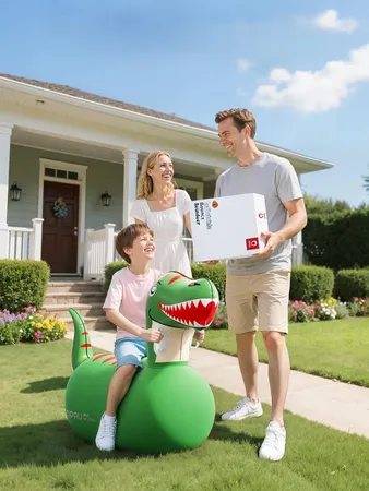 QPAU Inflatable Bouncy Dinosaur Toys 2-Pack