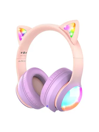 FosPower Kids Bluetooth 5.2 Headphones with LED Cat Ears