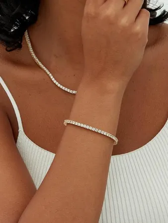 PAVOI 14K Gold Plated Cubic Zirconia Classic Tennis Bracelet