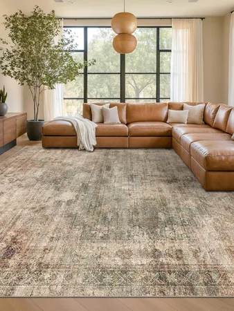 Vintage Distressed Medallion Area Rug