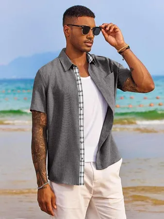 COOFANDY Men's Button Down Shirts Short Sleeve Shirt