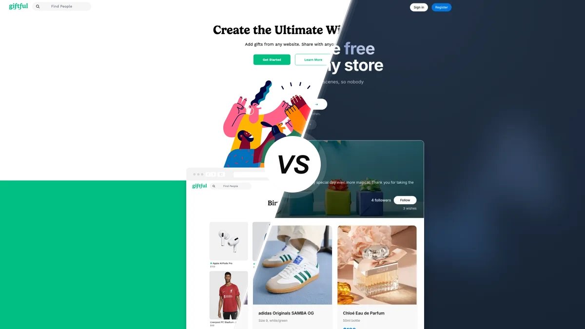 Giftful compared with WishApp, two wishlist apps side by side