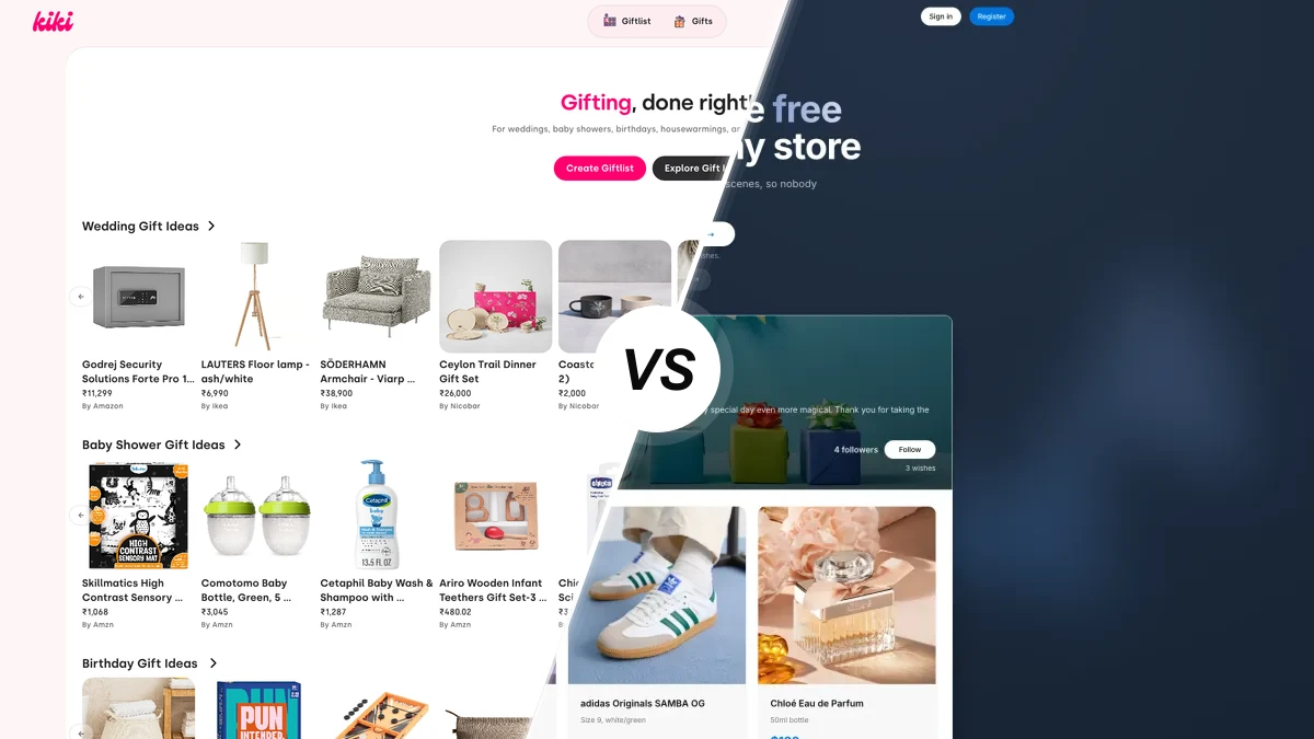 Kiki compared with WishApp, two wishlist and registry apps side by side